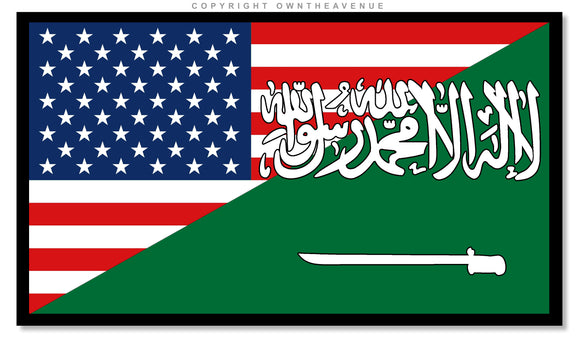 Saudi Arabia USA American World Country Flag Vinyl Sticker Decal 3.75