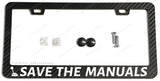 Save The Manuals Stick Shift Transmission JDM Carbon Fiber License Plate Frame