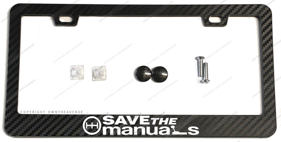 Save The Manuals Manual Transmission JDM V01 Carbon Fiber License Plate Frame - OwnTheAvenue