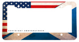 Scotland Scottish USA American Flag Rustic Style Auto Metal License Plate Frame