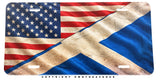 Scotland Scottish USA American Flag Rustic Style Model V01 Auto Metal License Plate