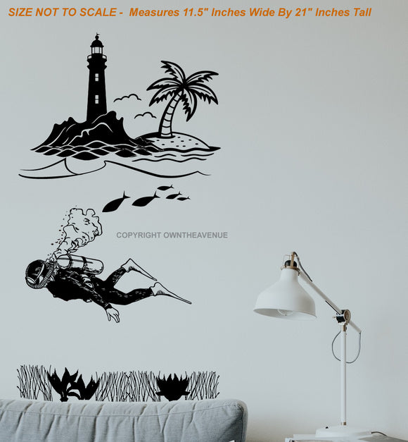 Scuba Diving Diver Beach Ocean Wall Decor Decal - 21
