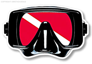 Scuba Flag Diver Mask Diving Diver Down Flag Car Truck Vinyl Sticker Decal 4"