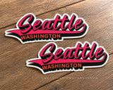 x2 Seattle Washington Souvenir Synth Wave Style V01 Vinyl Sticker Decals