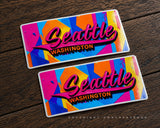 x2 Seattle Washington Souvenir Retro Style Vinyl Sticker Decals 4"