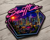 x2 Seattle Washington Souvenir City Skyscraper Nights Vinyl Sticker Decals 4"