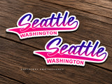 x2 Seattle Washington Souvenir Synth Wave Style Vinyl Sticker Decals 4.5"