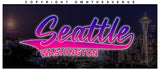 Seattle Washington Synth Wave City Nights Auto Metal License Plate