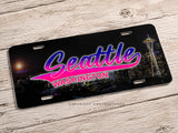 Seattle Washington Synth Wave City Nights Auto Metal License Plate