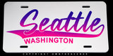 Seattle Washington Synth Wave Style Auto Metal License Plate