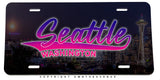 Seattle Washington Synth Wave City Nights Auto Metal License Plate