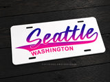 Seattle Washington Synth Wave Style Auto Metal License Plate