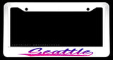 Seattle Synth Wave Style White License Plate Frame