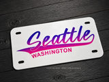 Seattle Washington Synth Wave Style Motorcycle Metal License Plate