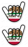 2Pcs Shaka Hang Loose California Cali Bear Flag Sticker V01 Bumper JDM Decal