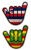 2Pcs Vintage Style Shaka Hang Loose Hawaii Hawaiian Flag Sticker Bumper JDM Decal
