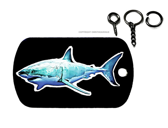 Great White Shark Fish Fishing Vintage Style V02 Keychain Necklace Tag - OwnTheAvenue