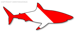 Car Bumper Shark Diving Diver Scuba Dive Flag Window Bumper Sticker Decal 4"