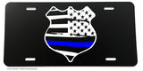 Support Police Thin Blue Colored Line American Flag Model 032 License Plate
