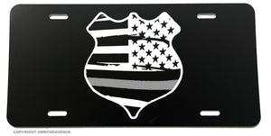 Support Corrections Officers Silver Colored Line Flag Auto License Plate