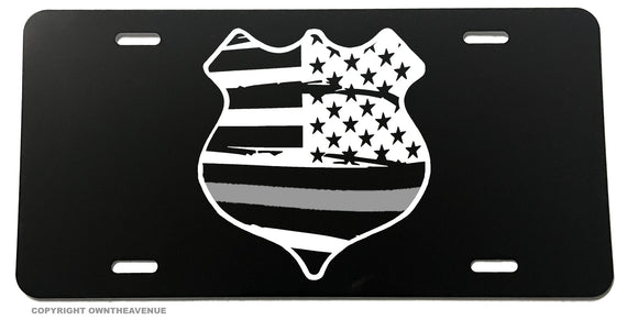 Support Corrections Officers Silver Colored Line Flag Auto License Plate