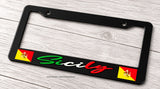 Sicily Flag Car Truck Auto Black License Plate Frame