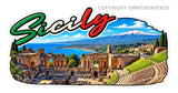x2 Sicily Souvenir Style Car Truck Laptop Bumper Vinyl Sticker Decals 4"
