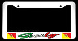 Sicily Flag Car Truck Auto White License Plate Frame