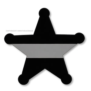 Support Corrections Officers Thin Silver Colored Line Star Vinyl Sticker 3.75" Inches