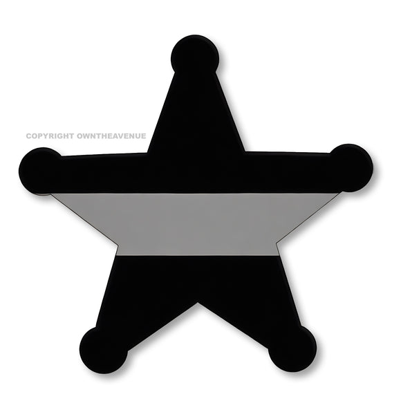 Support Corrections Officers Thin Silver Colored Line Star Vinyl Sticker 3.75