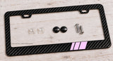 Soft Pink Sport Stripe Model V001 Carbon Fiber License Plate Frame - OwnTheAvenue