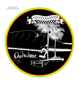 OwnTheAvenue Skateboarding By The Beach Surfing Palm Trees Rasta Sticker Decal - OwnTheAvenue