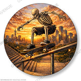 Skeleton Skateboarding Grinding Handrail Skyscrapers Vinyl Sticker Decal 3.5" Inches - OwnTheAvenue