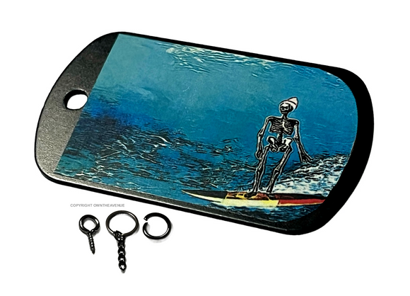 Surfing Surf Skeleton Vintage Style V02 Keychain Necklace Tag