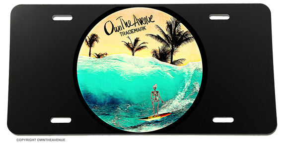 Surfing Surf Skeleton Rasta Car Truck Auto License Plate Cover - OwnTheAvenue