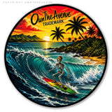 x2 Surfing Palm Trees Sunset Skeleton Skull Rasta Vinyl Sticker Decals 4.25" - OwnTheAvenue