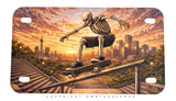 Skateboarding Grinding Skyscrapers Motorcycle Metal License Plate