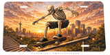 Skateboarding Grinding Skyscrapers Auto Metal License Plate