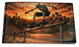 Skeleton Skateboarding Skyscrapers Iron On Patch - OwnTheAvenue