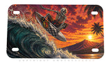 Surfing Motorcycle Metal License Plate