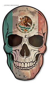 Mexican Flag Skull Vintage Style Distressed Vinyl Sticker Decal 3.5" - OwnTheAvenue
