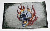Skull Fire Flames Vintage Style Grunge Iron On Patch