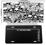 Skulls Floral Roses Vinyl Skin Wrap With Auto Metal License Plate DIY - OwnTheAvenue
