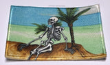 Skull Skeleton Beach Ocean Palm Tree Vintage Style Iron On Patch