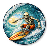 Surfing Skeleton Skull Barrel Vinyl Sticker Decal 3.5" - OwnTheAvenue