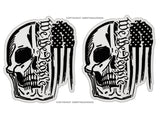 x2 We The People USA American Distressed Flag Skull Vinyl Sticker Decals 4"