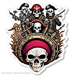 Skull Skeleton Pirates Bopper Chopper Hot Rod Motorcycle Bumper Sticker Decal - OwnTheAvenue