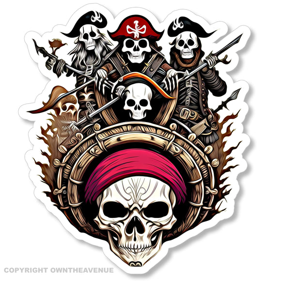 Skull Skeleton Pirates Bopper Chopper Hot Rod Motorcycle Bumper Sticker Decal - OwnTheAvenue