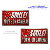 x2 - Smile You're on Camera Stickers Video Security System Warning Alarm Decal Pack - 4.5" Inches Long Side Each - OwnTheAvenue