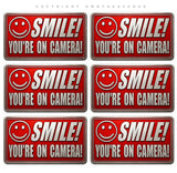 x6 - Smile You're on Camera Stickers Video Security System Warning Alarm Decal Pack - 3.5" Inches Long Side Each - OwnTheAvenue